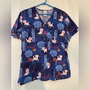 💙🤍 Disney The Aristocrats Marie Scrub Top Size Large 🤍💙